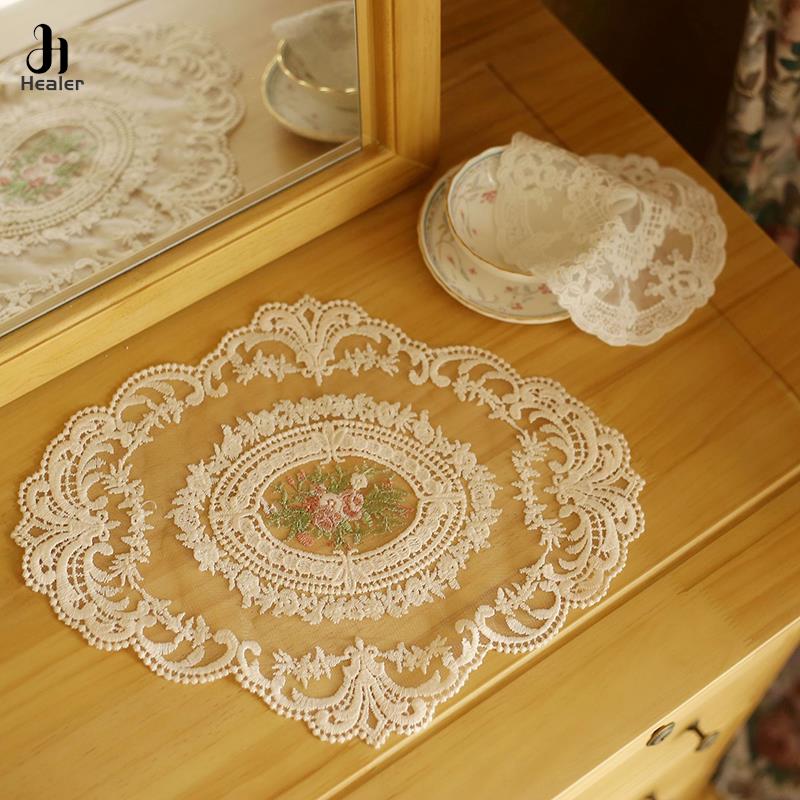 1Pcs for Dining Table Embroidery Craft Placemat European Style Lace Fabric Insulation Plate Mat Anti-scald Coaster