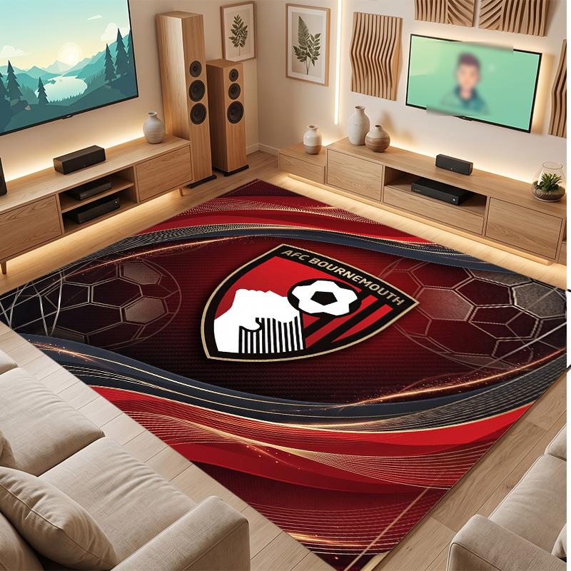 Tappeto in Velluto di Cristallo con Stampa del Bournemouth Football Club, Comodo Assorbente d'Acqua Antiscivolo Tappeto per Pavimenti Interni