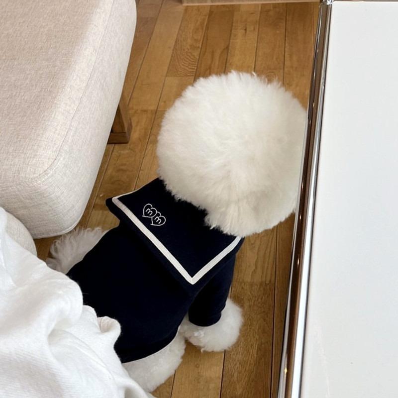 Soft Teddy Vest Autumn Pet Clothes Small Dog Cat Warm Bottoming Shirt Poodle Sailor Collar Pullover Dog Stuff