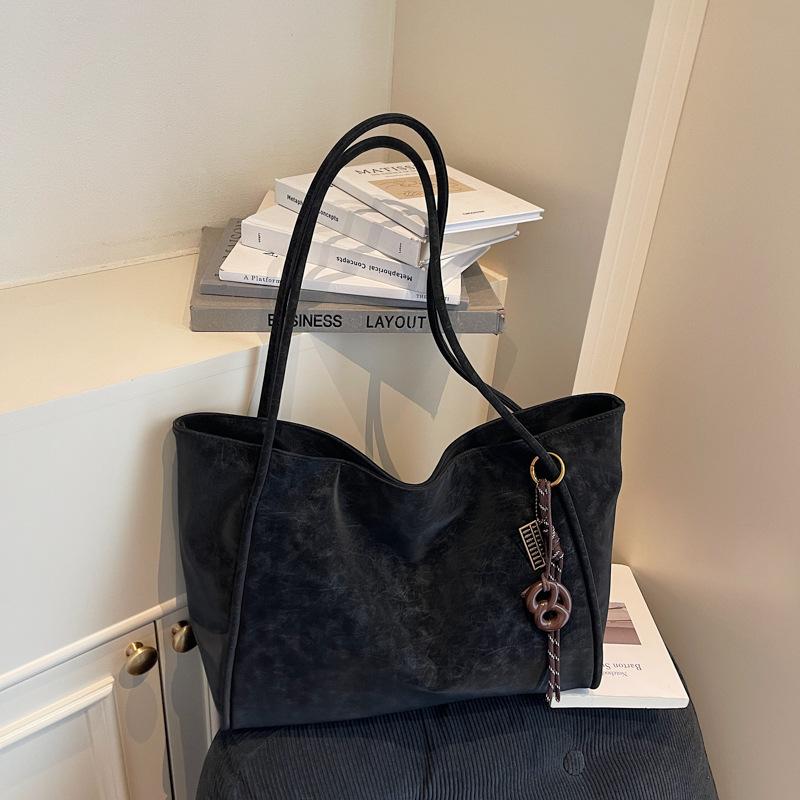 Large-capacity bag women's 2025 new retro simple shoulder bag texture tote bag for class casual commuting