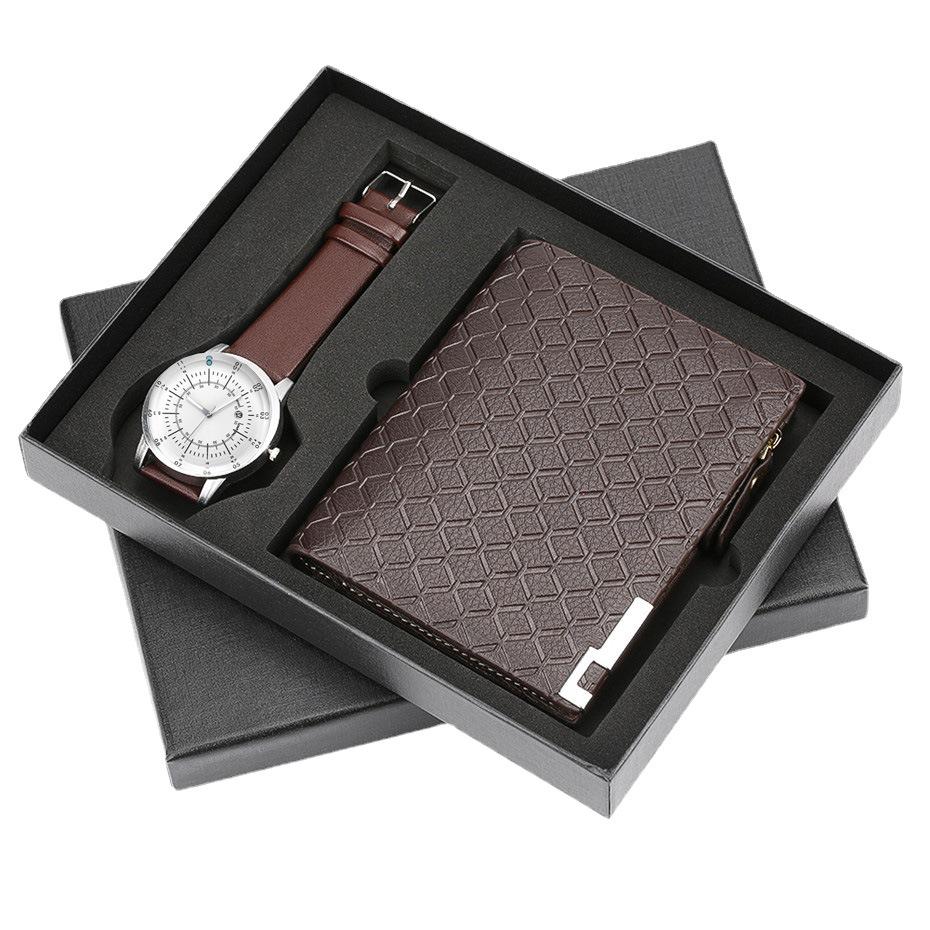 Men's Gift Set: Versatile Quartz Watch & Business Wallet with Various Styles