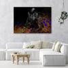 Canvas Print, Black Panther On Coloured Background