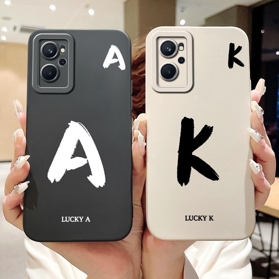 For Realme 9i 4G RMX3491 Cover For Realme 9i 4G Case Simple Fashion Luxury Letters A-Z Pattern Design Silicone Shockproof Bumper