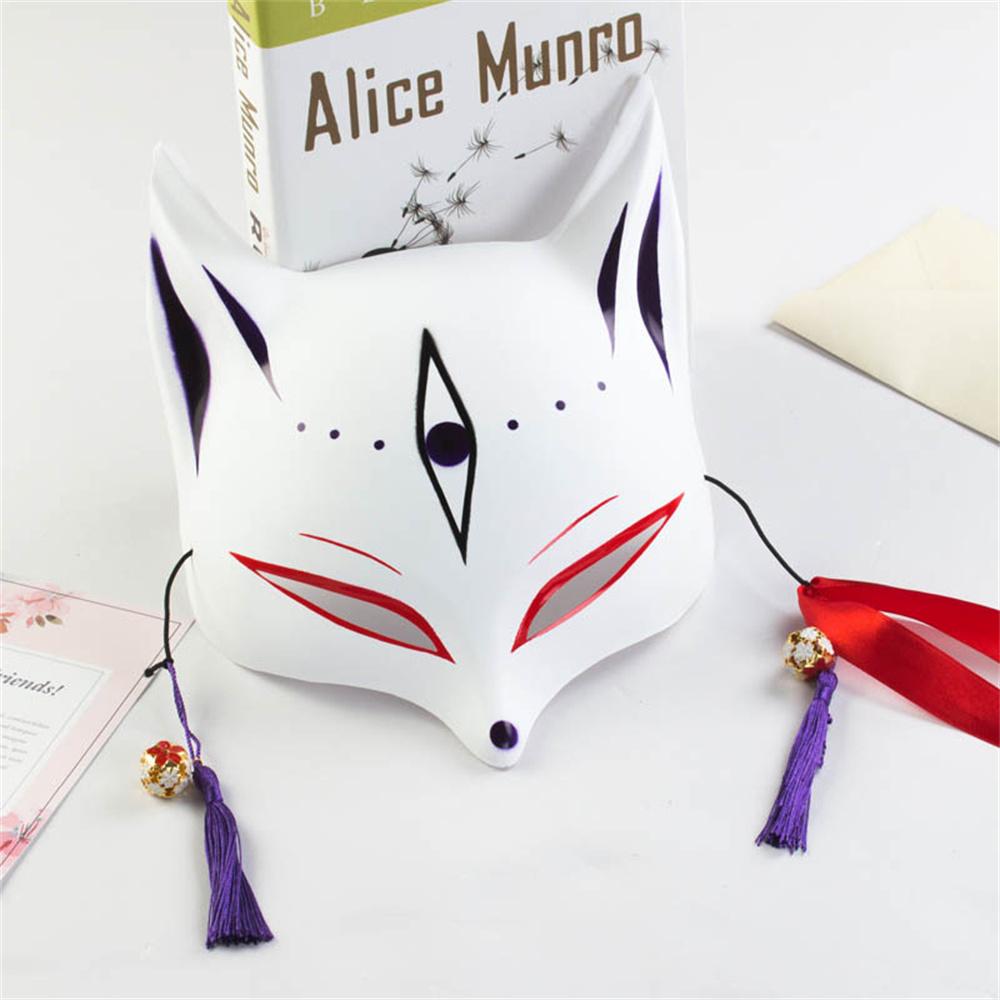 Half Face  Mask Hand-painted Fashion Mask Halloween Masquerade Party Tassels Anime Fox Mask For Costume Parties Anime