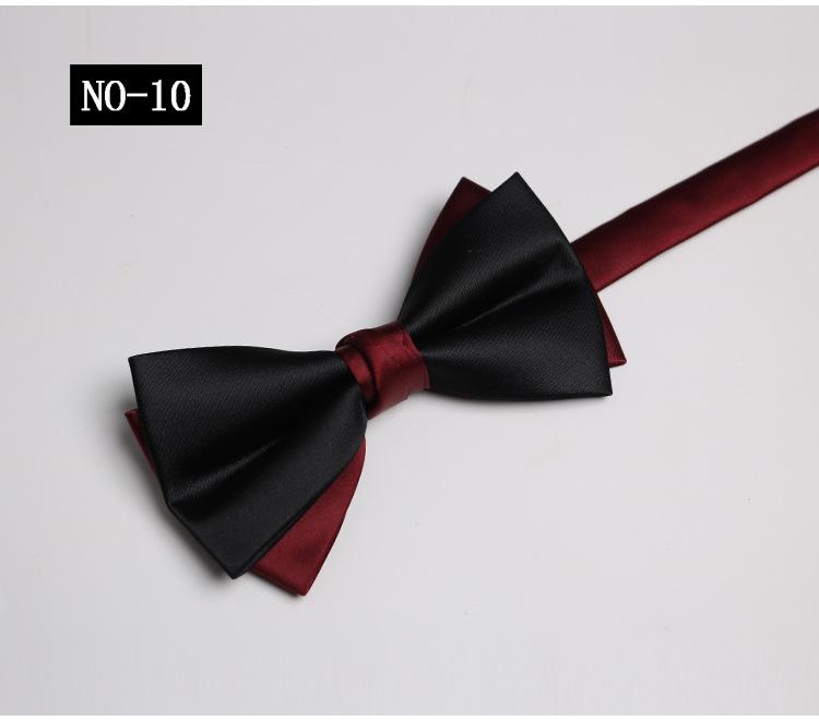 Solid Color Bow Tie Men, Two-Color Color Matching Polyester Black Burgundy Suit Banquet Best Man Bow