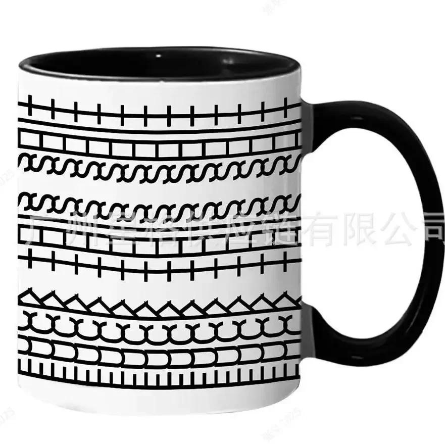 Nordic Geometric 350ml Ceramic Mug with Ergonomic Handle & Inner Rim Modern Coffee Cup for Home/Office Microwave-safe 2025 NEW