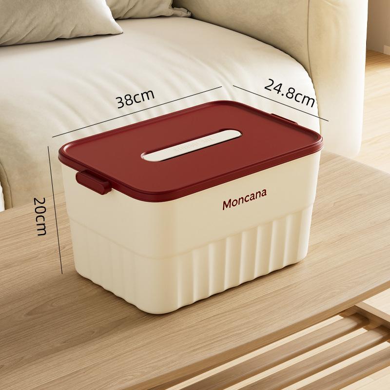 Stolní úložný box, kosmetika, svačiny, úložný box na drobnosti, zesílený velkokapacitní úložný box s víkem a držadlem