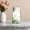 E-Emerald W-White Lotus Phone Case For Samsung S25,24,23,22,30,21,10,9,Ultra,Plus,Lite,FE,4,5 G Soft Black Case