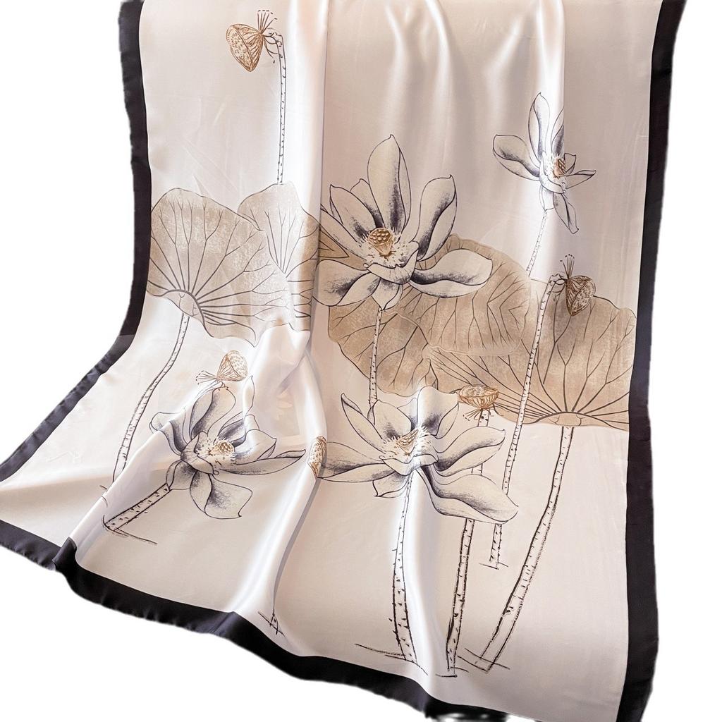 The new printing silk scarf spring and summer outside take sunscreen scarf beach towel thin section warm neck temperament versatile ladies