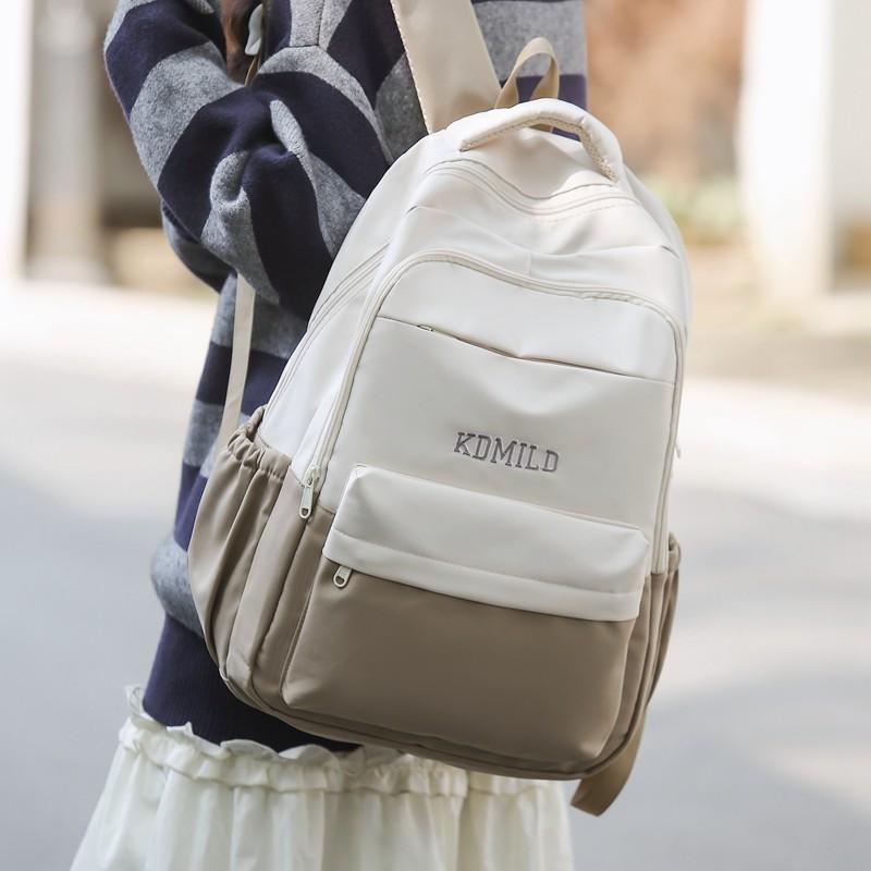 Student Skolväska Kvinna Colorblock Stor kapacitet Datorryggsäck Man Gymnasieryggsäck