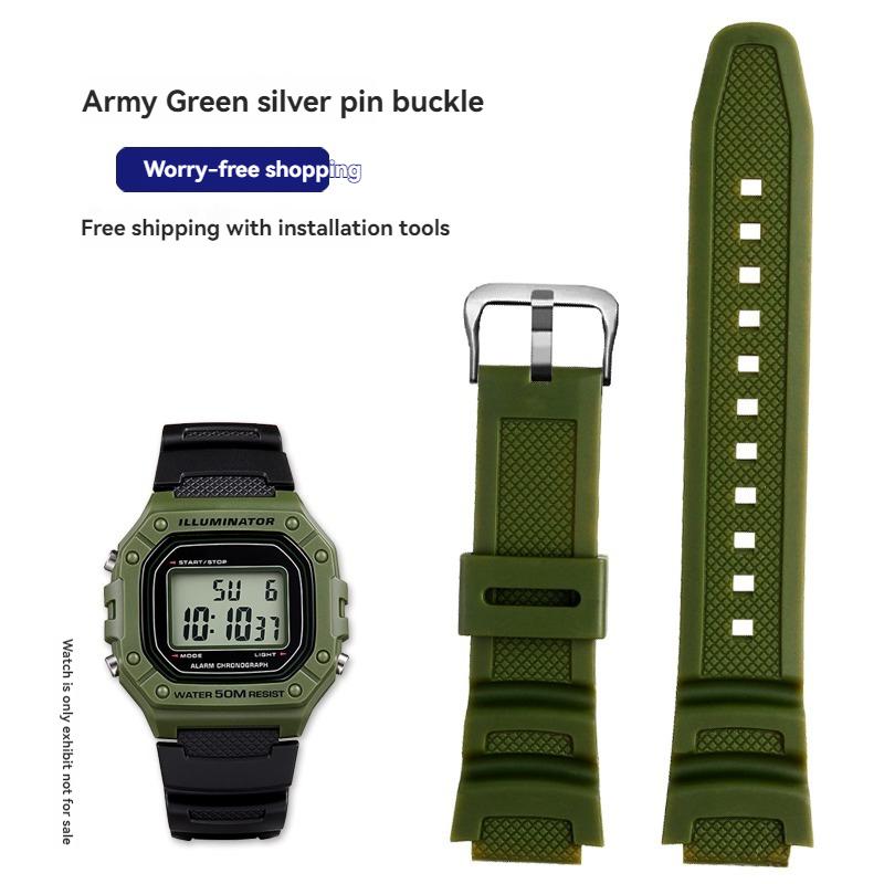 W218H Resin Silicone Band for Casio AE-1200 AE-1100 SGW-300 SGW-400 MRW200 Watch, Replacement Strap Sport Wristband