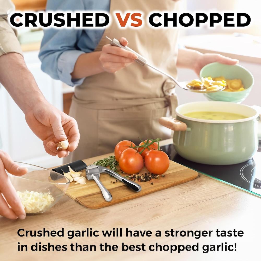 Garlic Crusher, Kitchen Large Premium Garlic Press Set Stainless Steel Bigger Bowl & Rust Proof Safe Garlic Mincer Tool