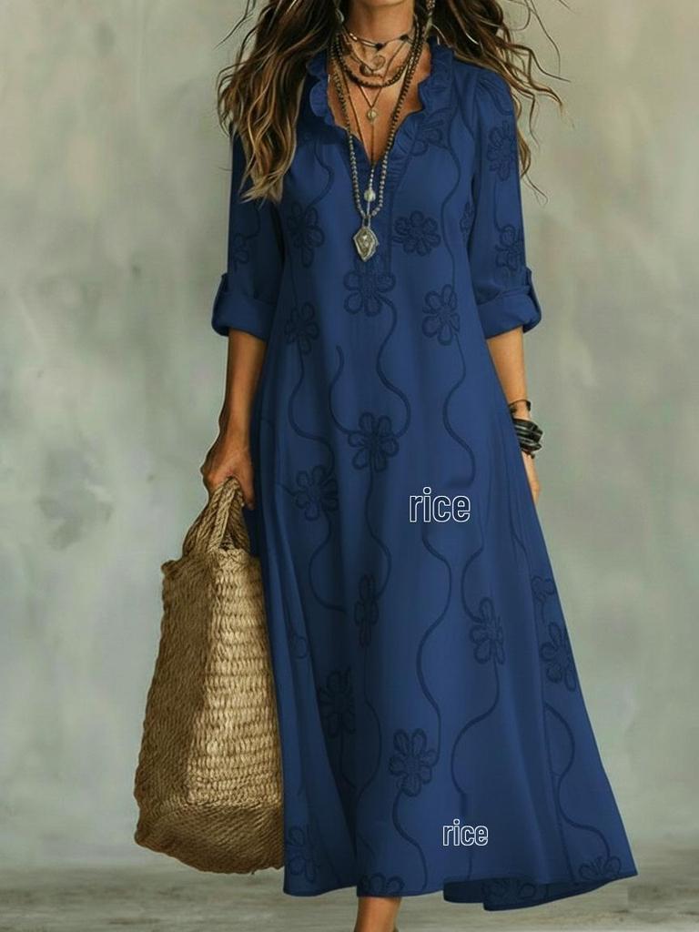 2026 Spring/Summer Fashion Lace Embroidery Cotton Linen Long Dress