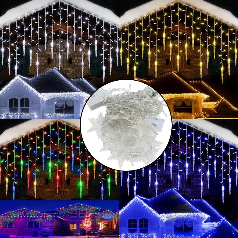 Led Christmas Icicle Lights Window Falling Rain Outdoor Garden Party Home Decor