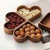 Wooden Serving Trays Stackable Candy Dish Heart-Shaped Nut Snack Tray Multi-tiered Platters for Coffee Table Rustic Home Decor