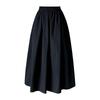 White Midi Skirt with Lining & Pockets: Women's Korean Style, New Design, Draped Large Hem, A-Line, High-Waisted Skirt