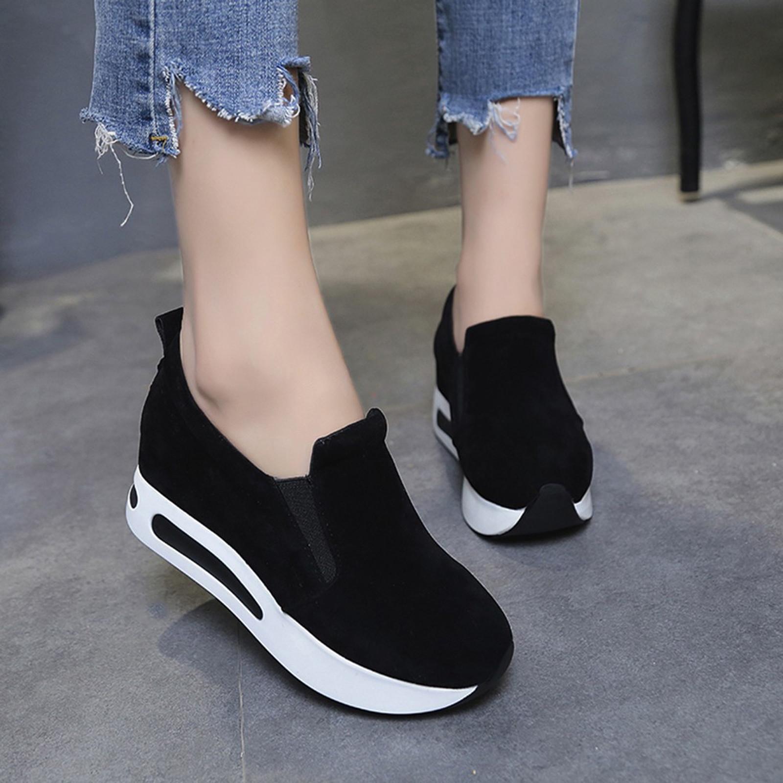 

Женская весенняя дорожная обувь Sagit, повседневная обувь из флока на толстой подошве без шнуровки 38 чёрный