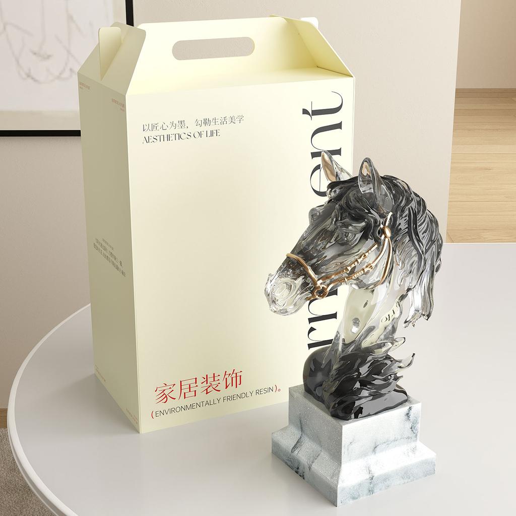 sculpture Horsehead ornament Great Strong War-Horse Sculpture Office wine cabinet decor ornaments Horse Head Statue Home Decor