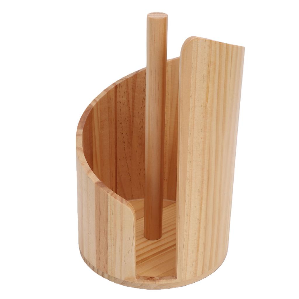 Wooden Paper Towel Holder Countertop Freestanding Paper Towel Dispenser Stand with Round Base for Kitchen Dining Table