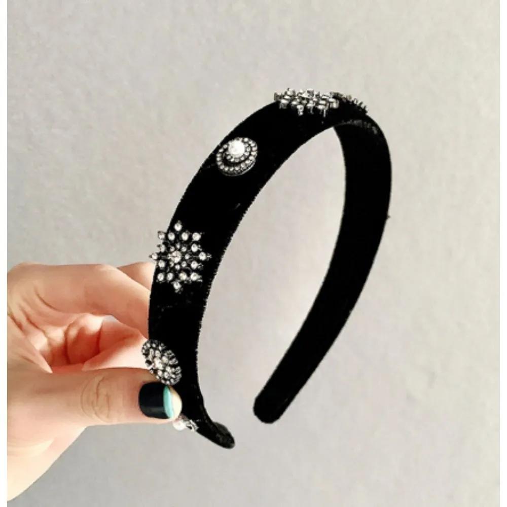 Women s Winter Velvet Headband Daily Point Crystal Hairband Accessory