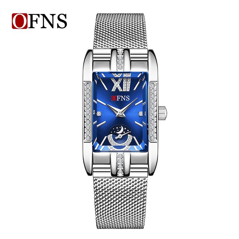 Fashion Ofns 1633 Elegant Ladies Quartz Wristwatch Water Resistant Mesh Bracelet Casual Business Watches For Woman Reloj Mujer