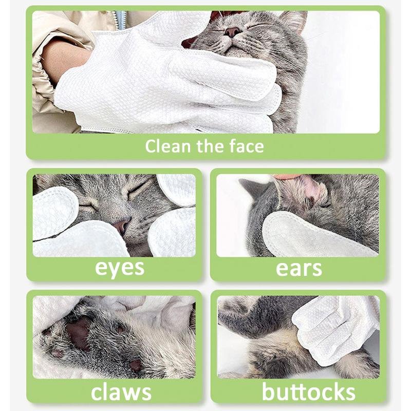 Pet Wash Free Cleaning Gloves Cat and Dog Bathing Deodorization Dry Cleaning Wet Wipes for Puppies and Kittens 6 Pieces