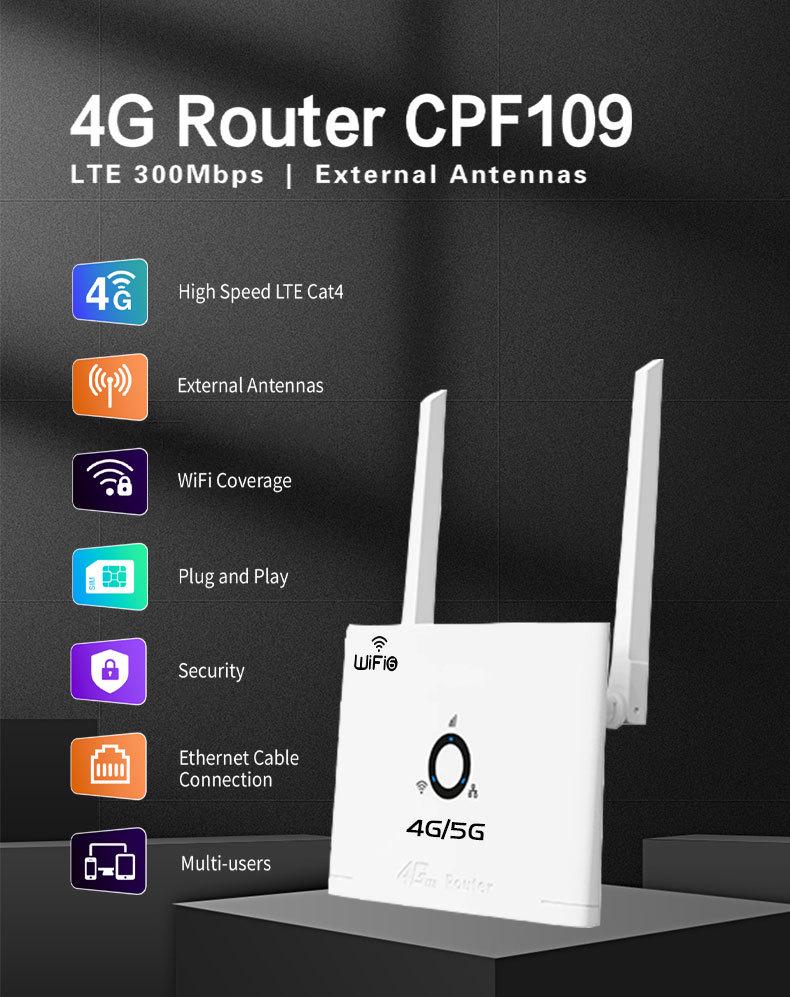 4G LTE Wireless Router with SIM Card Slot for Home WiFi Sharing