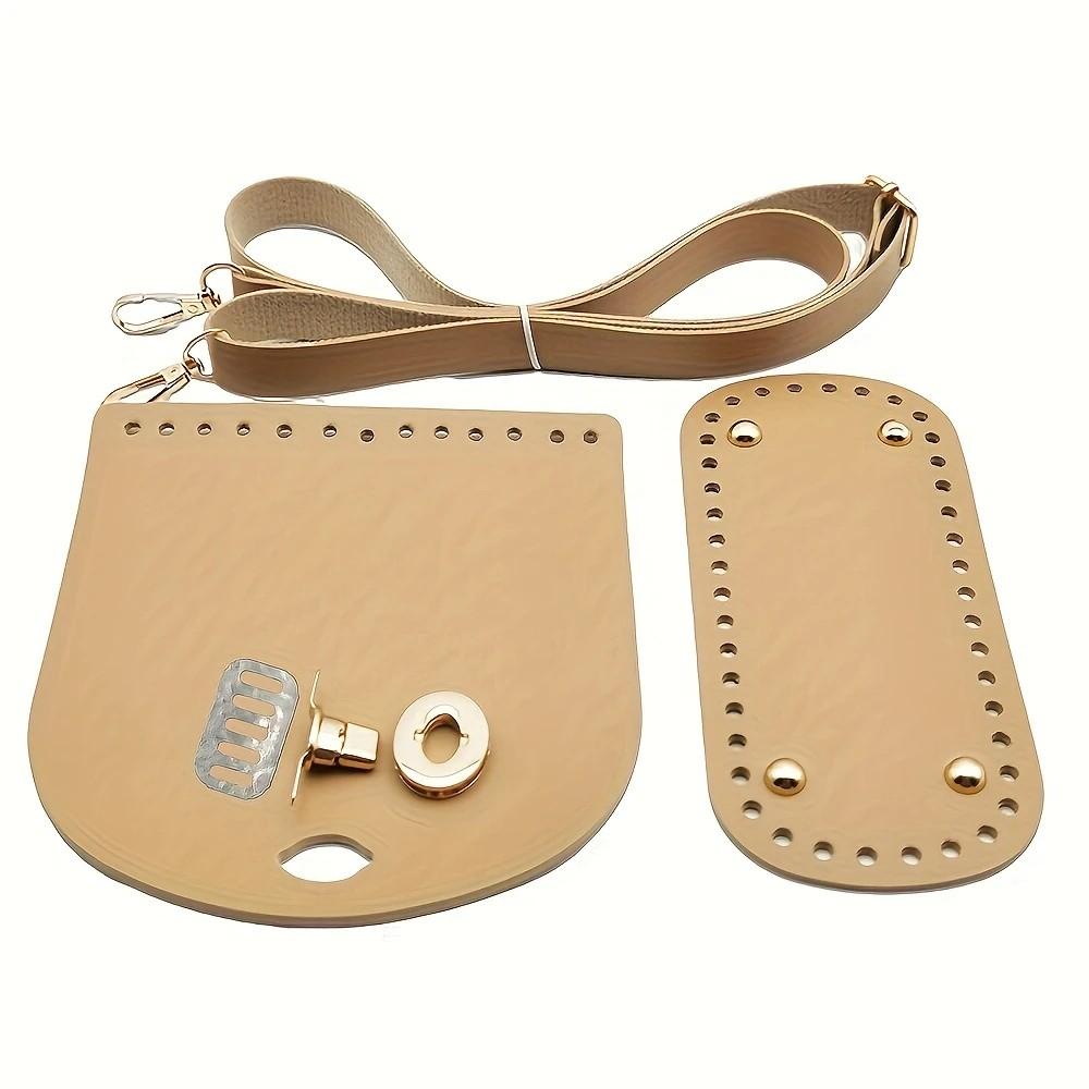 Handmade Leather Accessories Pu Shoulder Strap Bag Bottom Bag Cover Glossy Three-Piece Set Materials DIY Crochet Self-Made Woven Bag