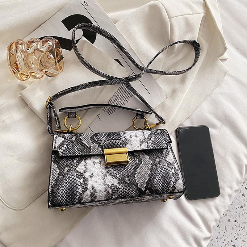 Mulher moda cobra impressão pulso bolsa de ombro nova marca luxo designer bolsas tendência qualidade couro crossbody pequeno quadrado saco