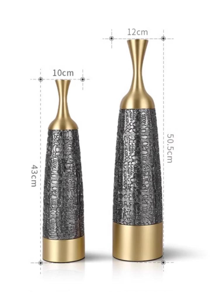 Home Decor Metal Relief Vase Ornaments Living Room Decoration Floor Dried Flower Arrangement Vase Office Flower Vase