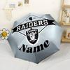 Oakland Raiders Team Logo Compact Travel Customize Your Name Automatic Umbrella Folding Umbrella With 8 Ribs Lightweight For Outdoor Daily Use Vibrant