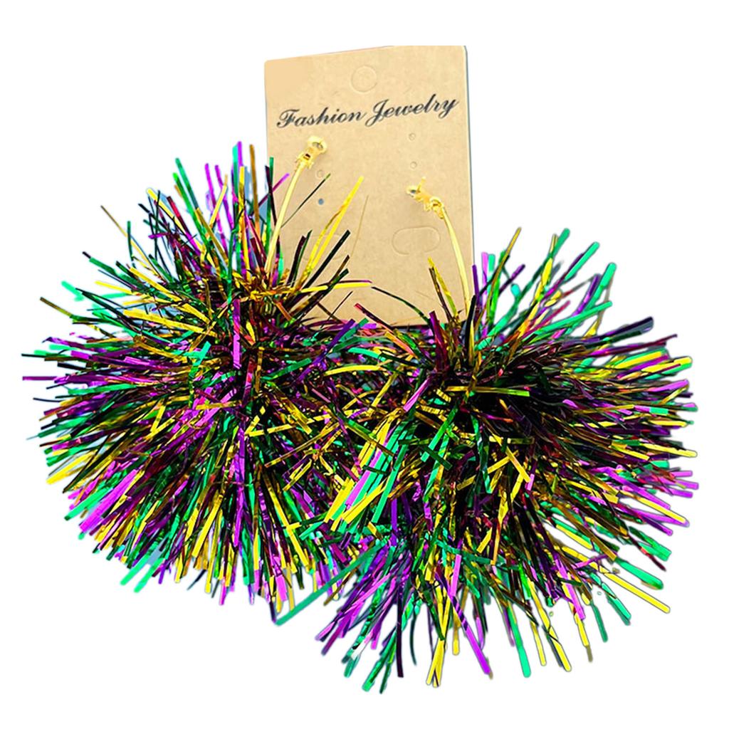 Festive Mardi Gras Festival Earrings Glitter Ball Earring Sparkling Poms Poms Earrings for Outdoor Karneval Celebrations