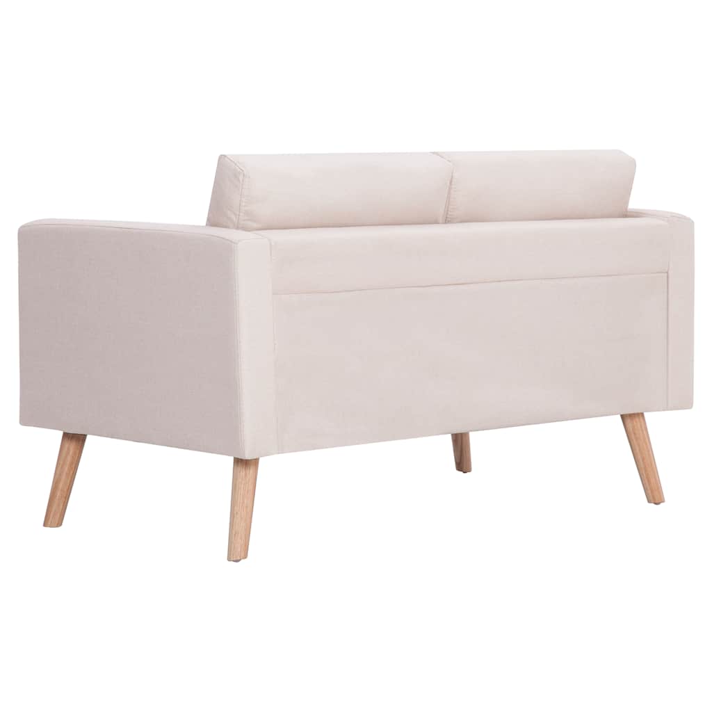2 Seater Sofa Fabric Cream White