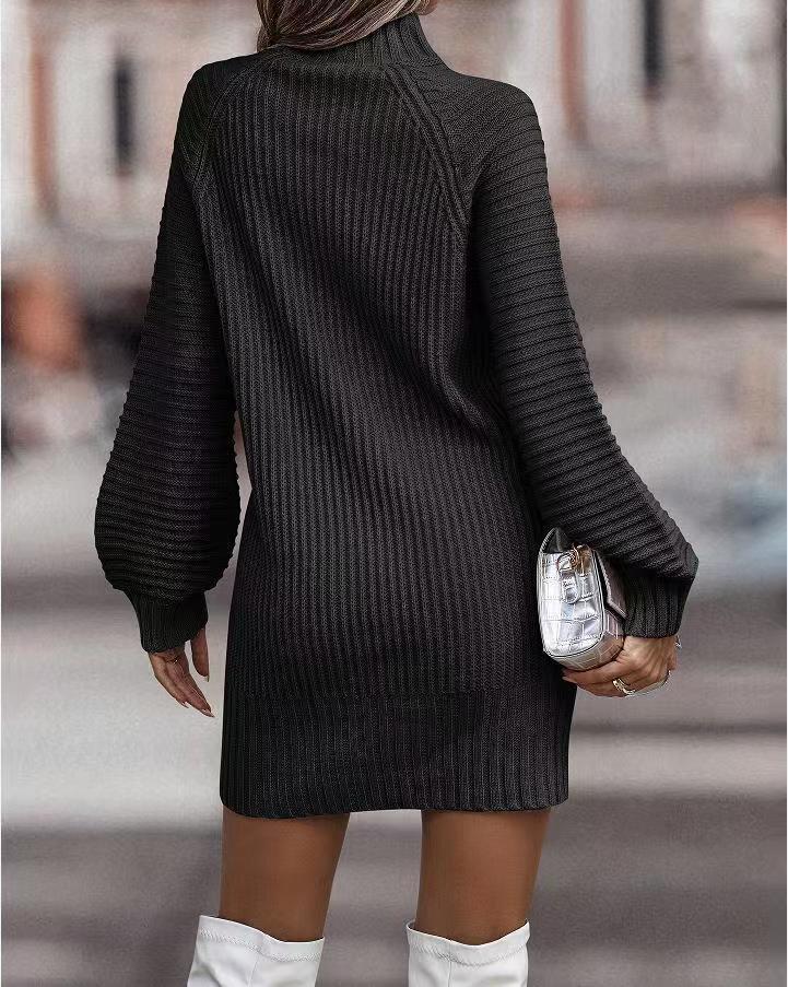 Abito a Maglia con Collo Alto e Maniche Lunghe 2024 Europeo e Americano per Donna
