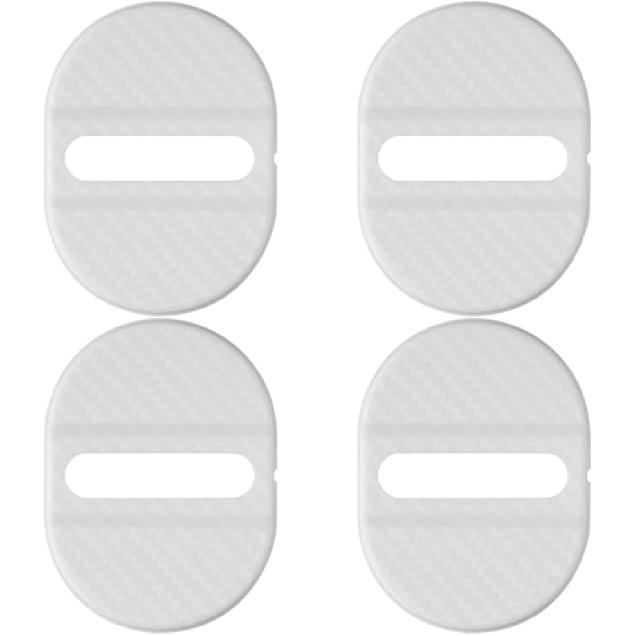 Car Door Latch Lock Cover, 4PCS Carbon Fibre Shock Absorption Vehicle Door Latch Protective Cover, Noise Reduction Automotive Lock Protector,