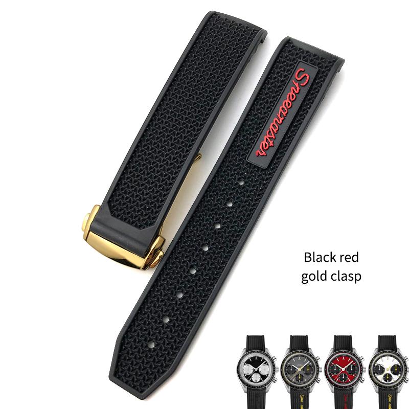 20mm 21mm 18mm 19mm High Quality Rubber Silicone Watchband Fit for Omega Speedmaster Watch Strap Steel Deployment Buckle