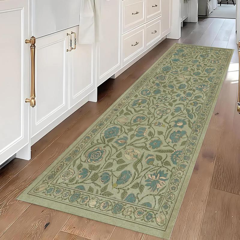 Vintage French Floral Runner Area Rug Carpet Non Slip Washable Floor Mat  Doormat Elegant Carpet for Hallway Kitchen Entryway