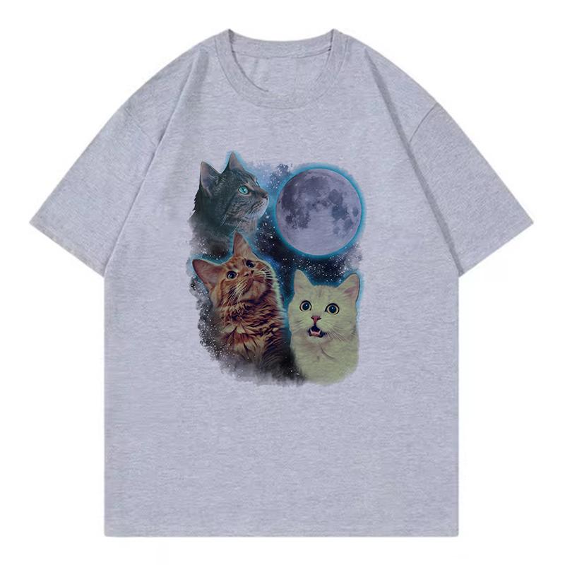 2026 Cat Moon Star Design FashionT Shirts Summer Fashion Unisex Women Cat Tshirt Casual Short Sleeve Top Tee Shirt Streetwear