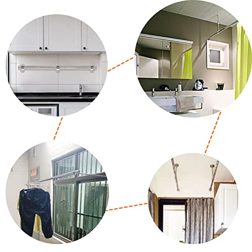 Ohamtes 2-Piece Clothes Rail Mounting Bracket, Shower Curtain Closet Tie Rod Support Frame, Curtain Rod Flange Socket, Handrail Mounting Bracket, 32mm
