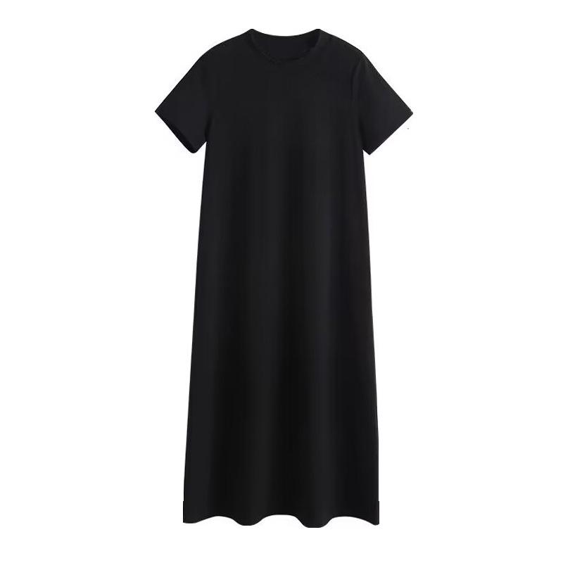 2026 Summer Korean Style Loose Round Neck Casual Little Black Mid-length Dress Medium