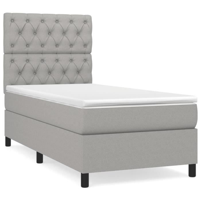 3141969 vidaXL Divan Bed with Mattress Light Grey 80x200 Cm Fabric