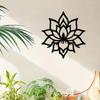 Metal Vægkunst Lotusblomst Sort Minimalistisk Design Gave til Mors Dag Påske Fødselsdag Indendørs Udendørs Terrasse Dekoration
