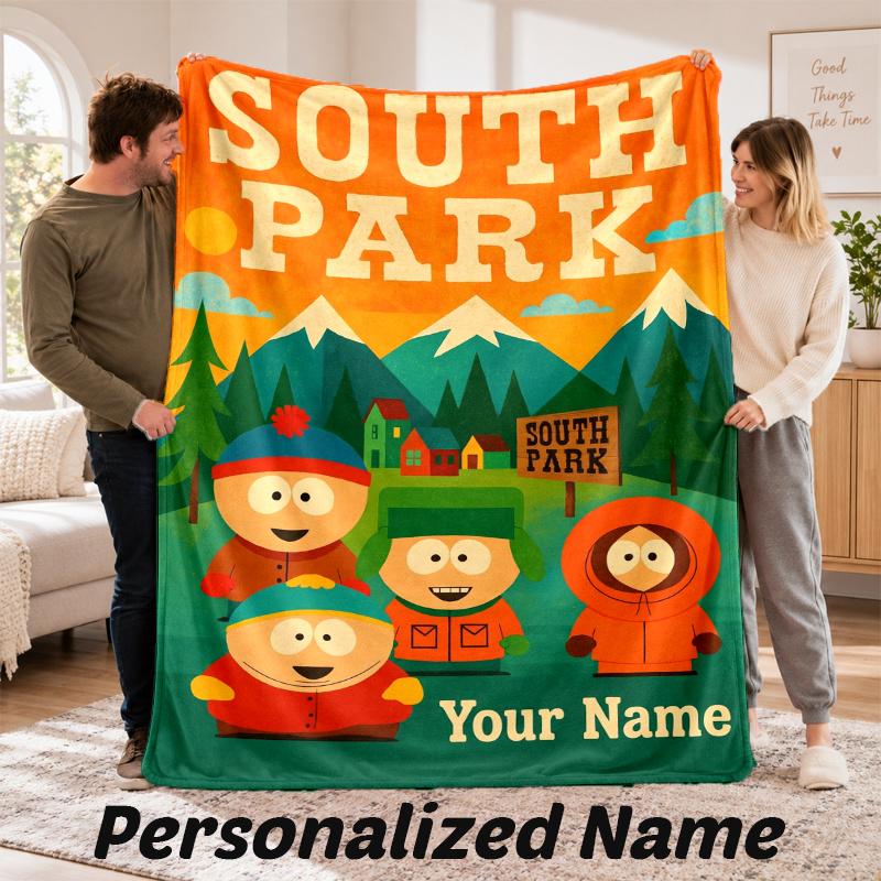 Custom Name South Park Flannel Throw Blanket Personalized Text Soft Blanket Bed Sofa Gift