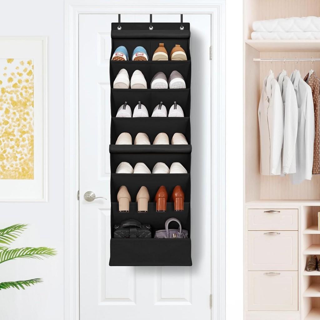 Modern Basic 7 Layer Wall Mount Shoe Organizer Bag With Dustproof Multipurpose Storage For Bedroom