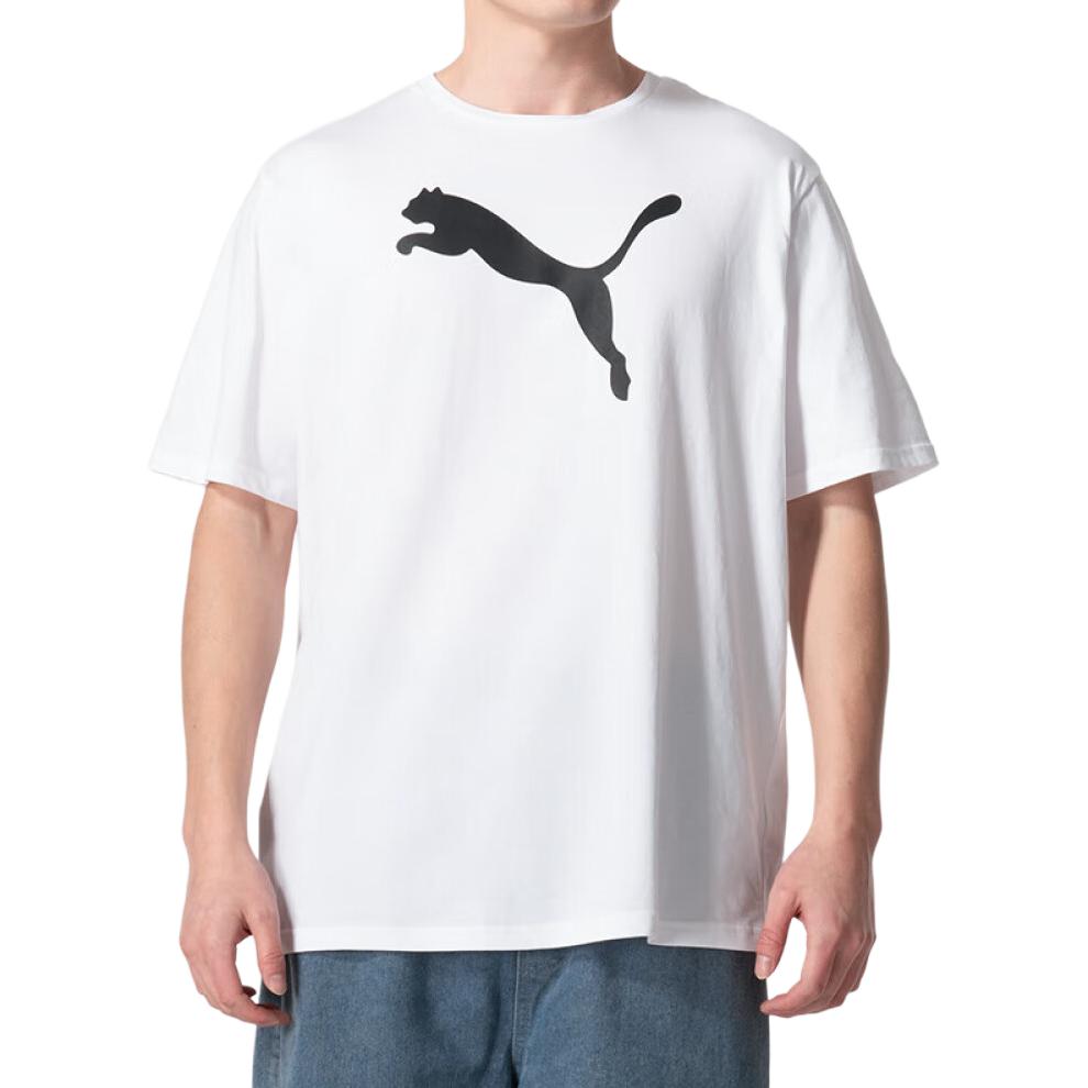 Puma Camiseta Branca Masculina Teamrise Estampa de Logo Vintage Americano Respirável Corte Reto Gola Redonda Manga Curta Tops 658705-04