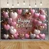 Pink Rose Balloon Girl Birthday Party Decoration Backdrop Crown Flowers Banner Adult Party Photography Background Supplies Gifts