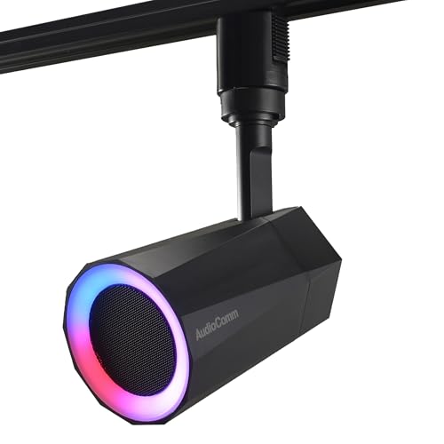 

OHM AudioComm ASP-WR200N (03-2950) Speaker and Light for Rail Lights, Illumination, 7 Color Tones, Wireless Speaker, Music-Synced LED Spotlight, Rail