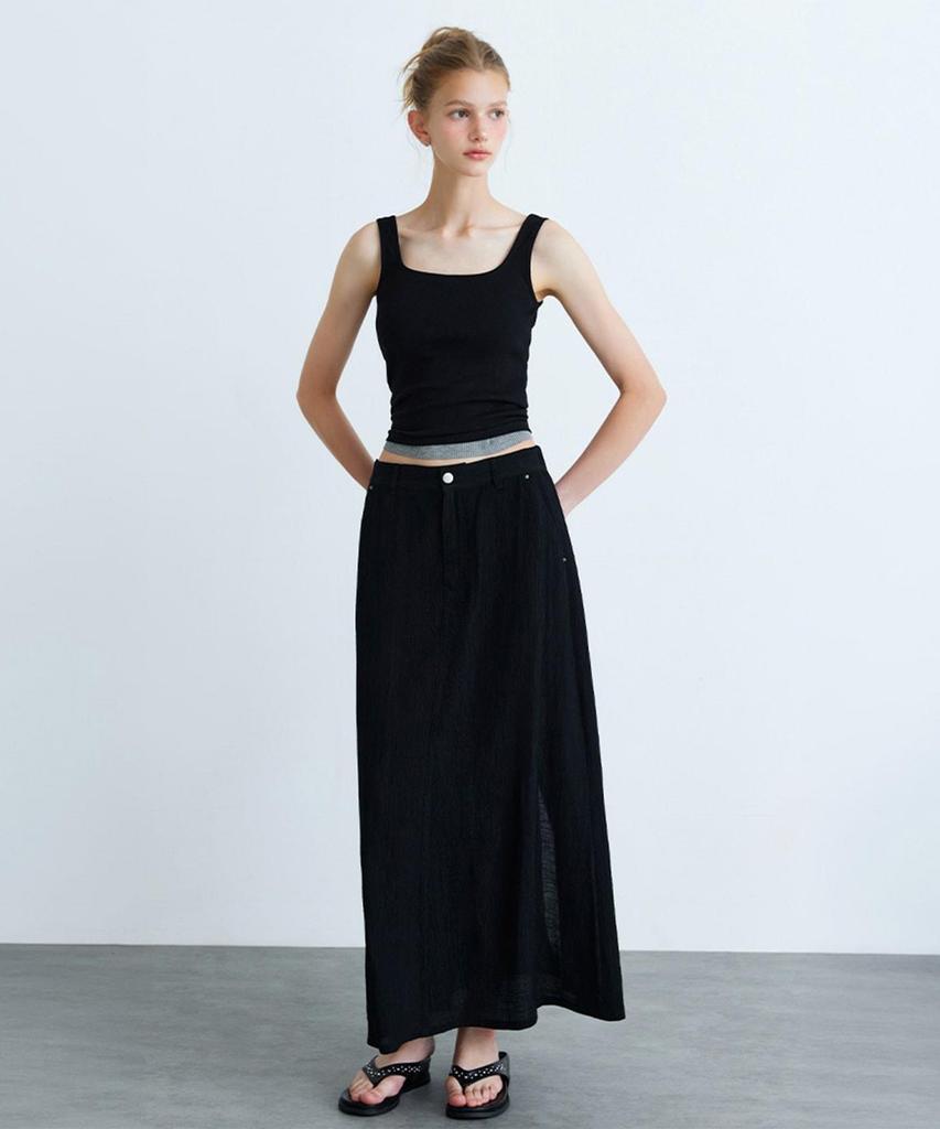 MIXXO Crinkle Back Elastic Maxi Long Skirt_Miwwhg81Aa