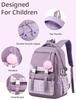 Maeau Backpack/Shoulder Bag for Girls, Elementary School Students, Waterproof, Large Capacity, Nylon Check, Korean Style, School-Style, Purple