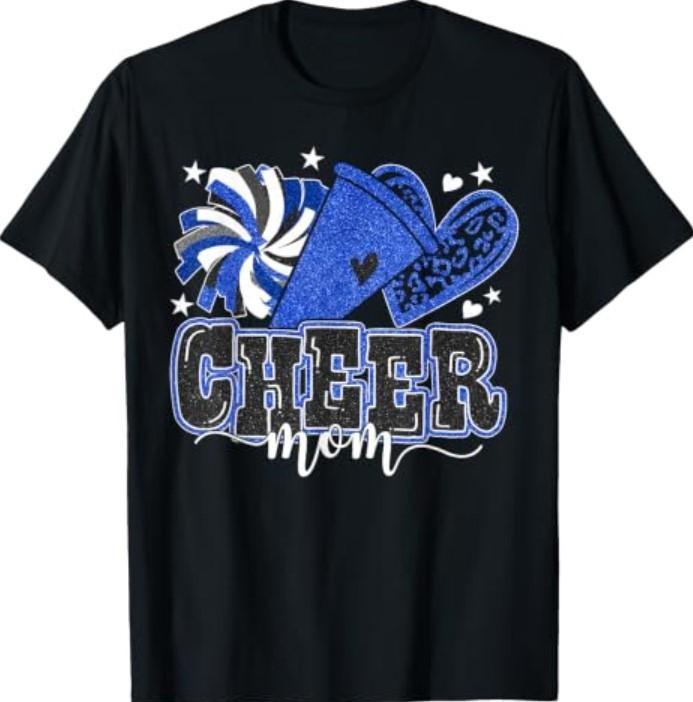 Cheer Mom Blue Cheerleader Game Day Cheer Mama Football T-Shirt